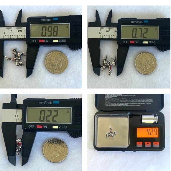 VTG  Sterling Silver 925 3D Red Enamel RCMP Police Riding Horse Charm Pendant - Picture 10 of 16